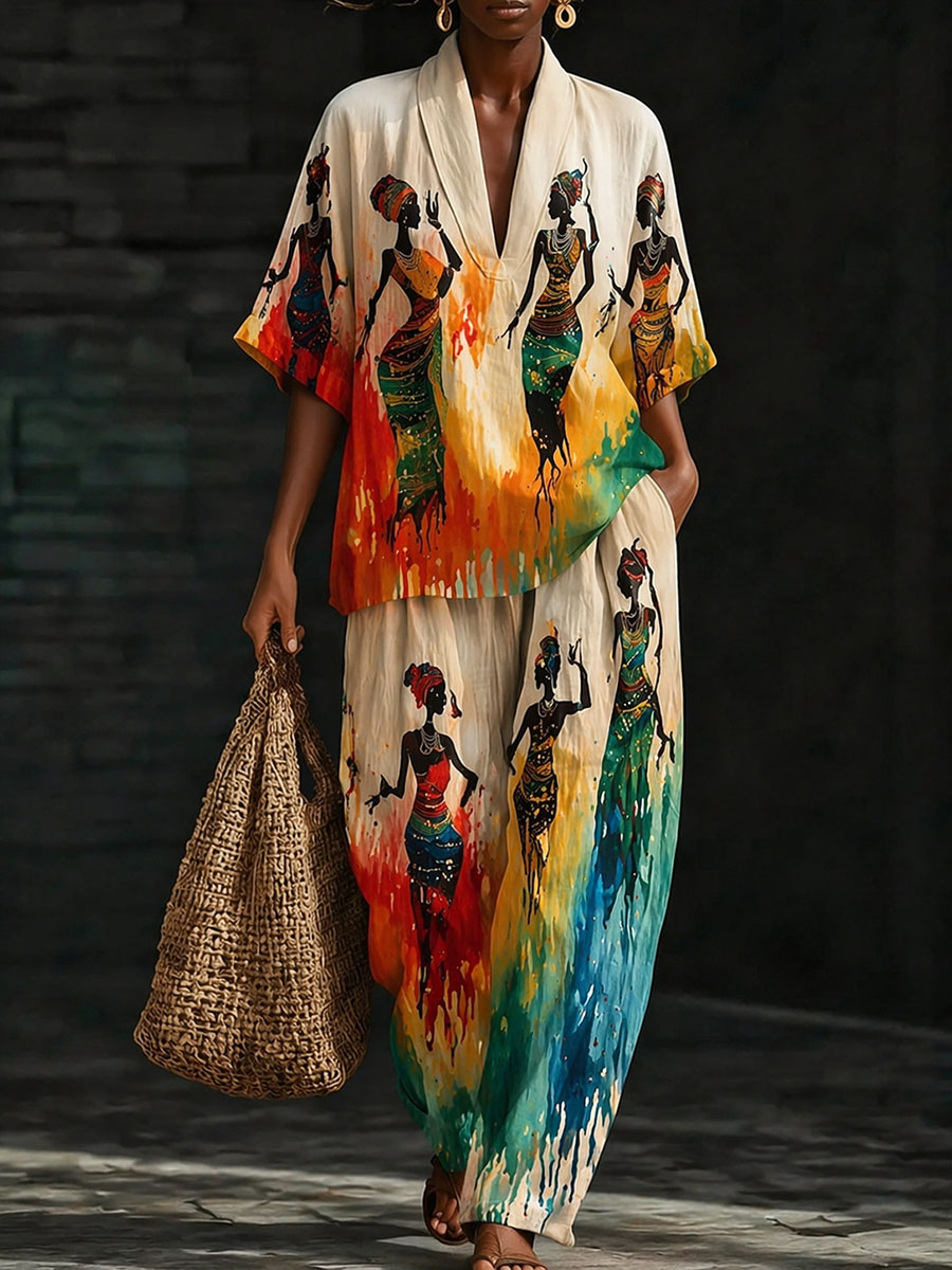 Women’s Colorful Print Resort Style Print Two-Piece Set