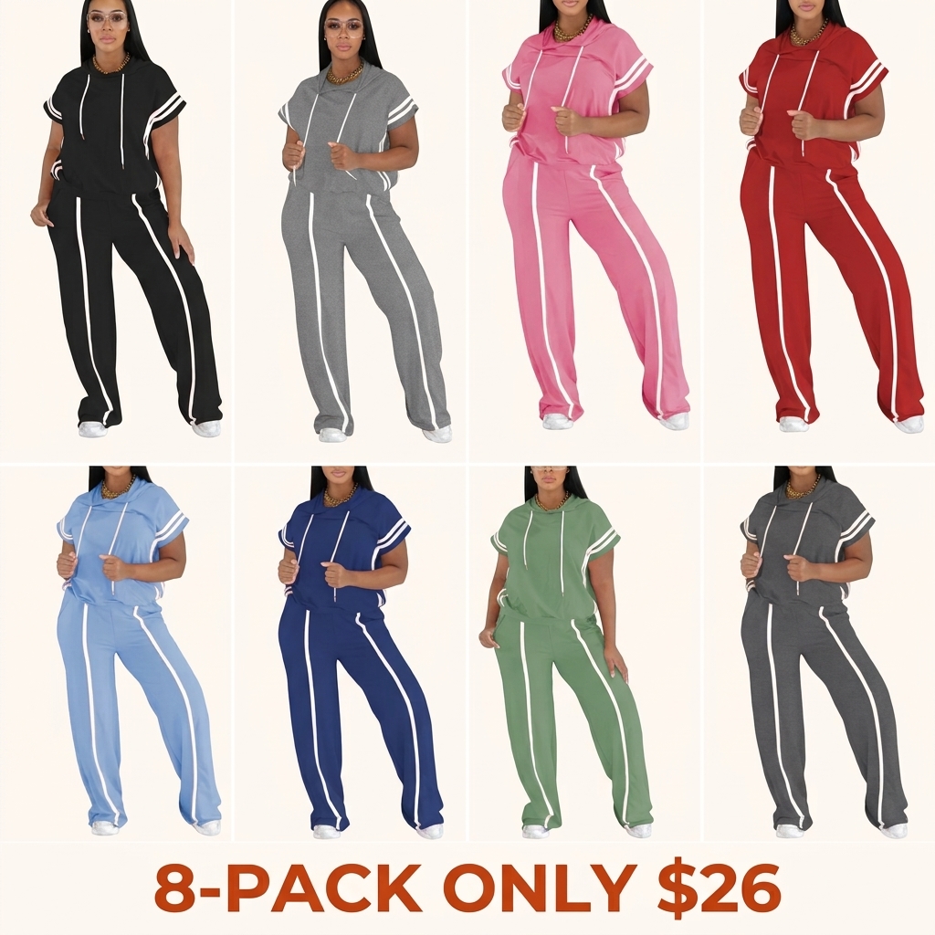 Women's Spring/Summer Hooded Top and Casual Pants Set