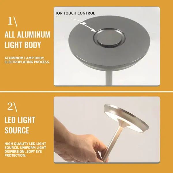 Ecolume Wireless Table Lamp - Dimmable & Rechargeable Waterproof Desk Light