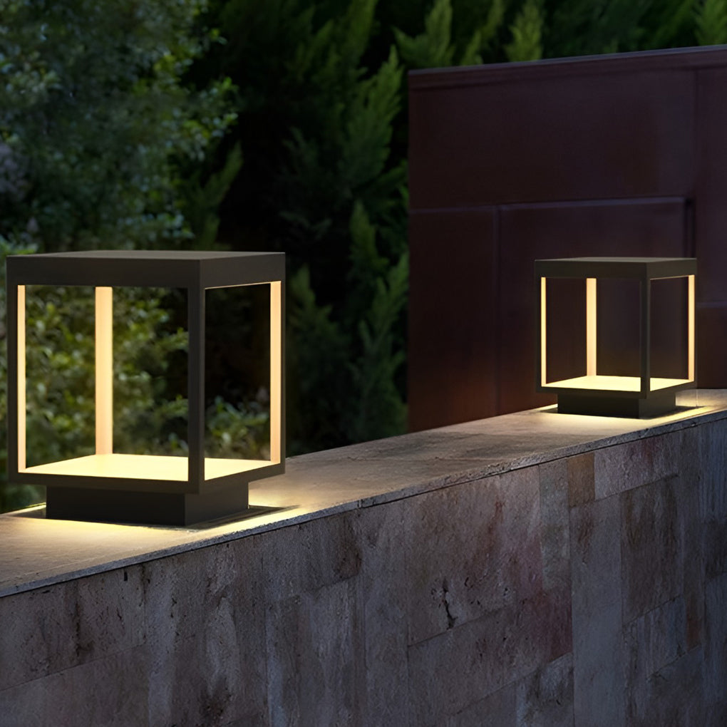 Square Frame Waterproof LED Modern Solar Post Caps Lights Fence Post Lights