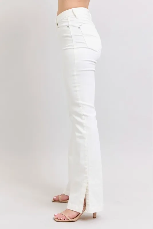 Blue Full Size High Waist Side Slit Slim Bootcut Jeans Plus Size