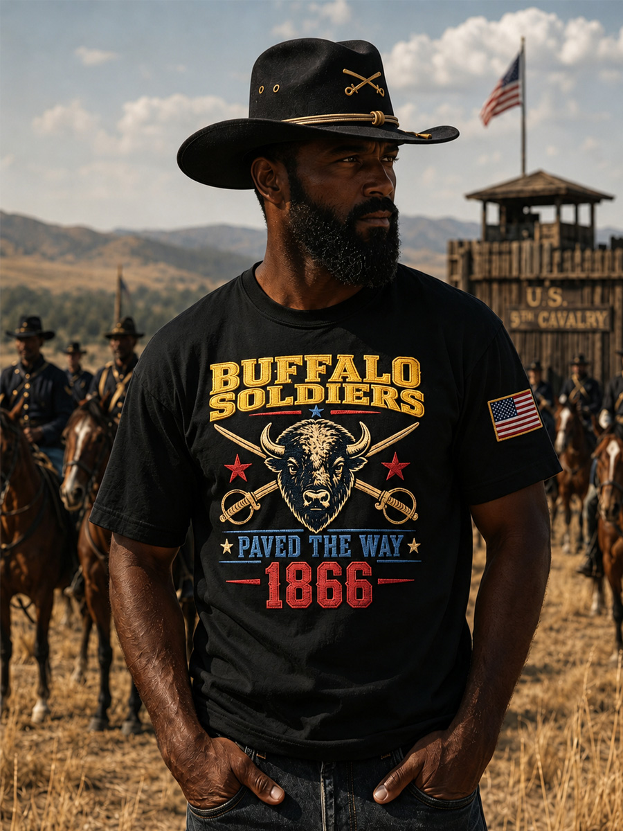 Retro Buffalo Soldier Art Print Men's Casual T-Shirt
