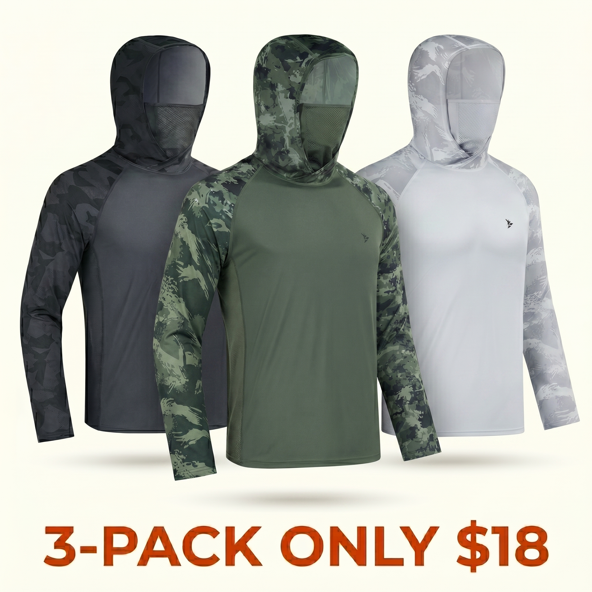 Men's Sun Protection Hoodie (with Face Mask/Neck Gaiter) — UPF 50+ UV Protection