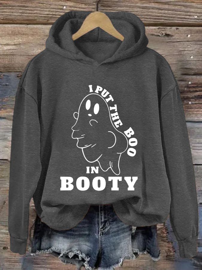 Women's Funny Halloween I Put The Boo in Booty Casual Hoodie