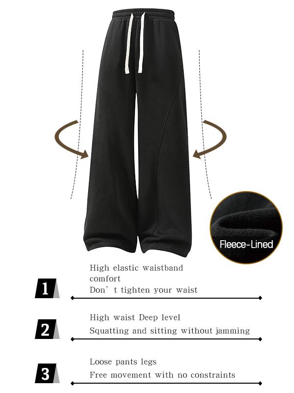 Men's Fleece Thermal Lined Sweatpants  Oversize Drawstring