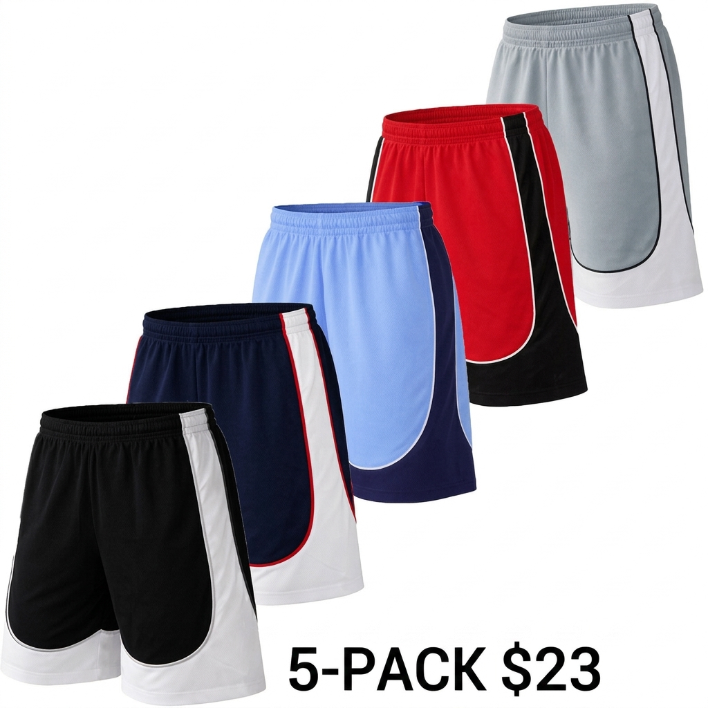 Men's 5-Pack Moisture Wicking Mesh Shorts – Active Performance Athletic Bottoms
