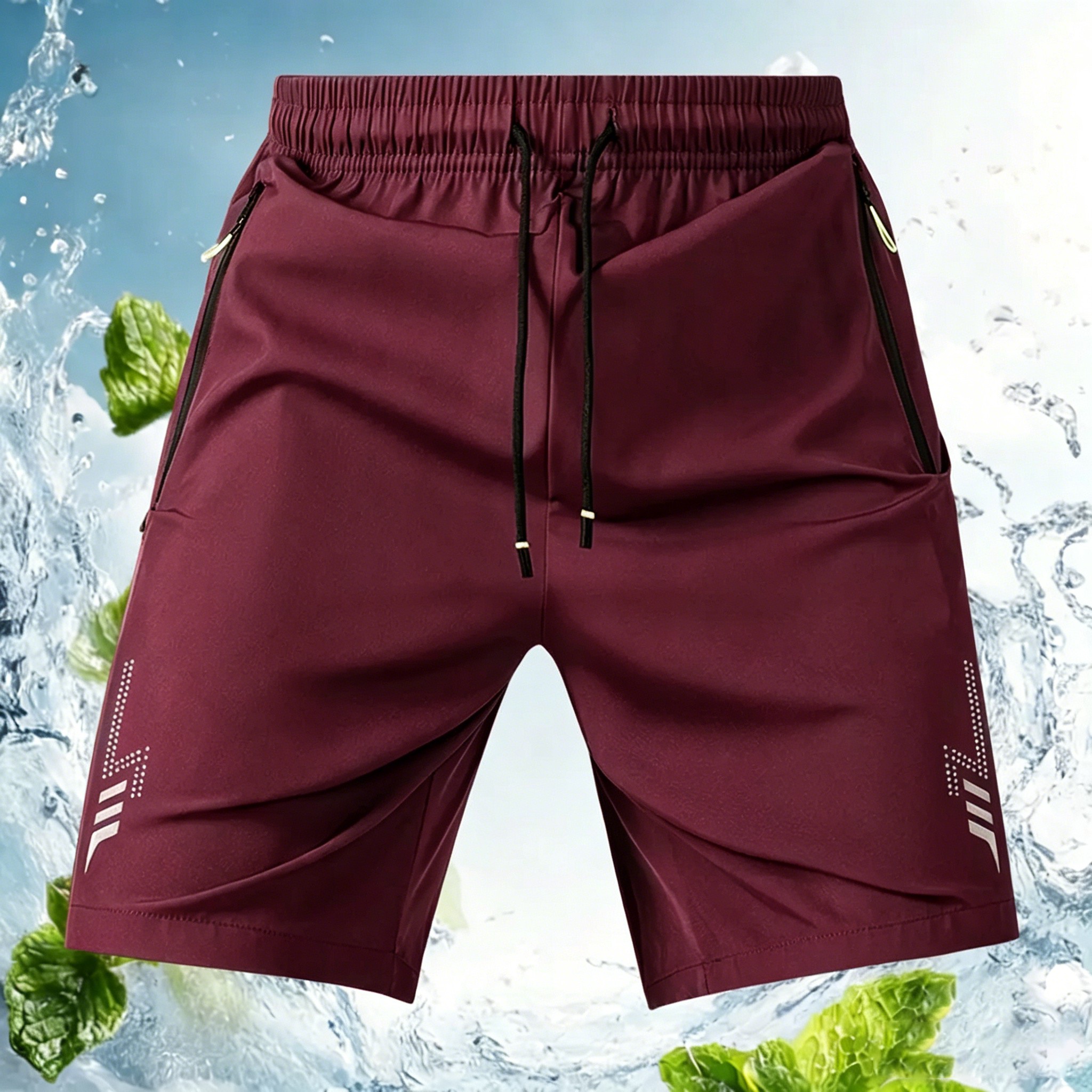 8-Pack Reflective Athletic Shorts for Men – Zip Pocket & Drawstring Waist