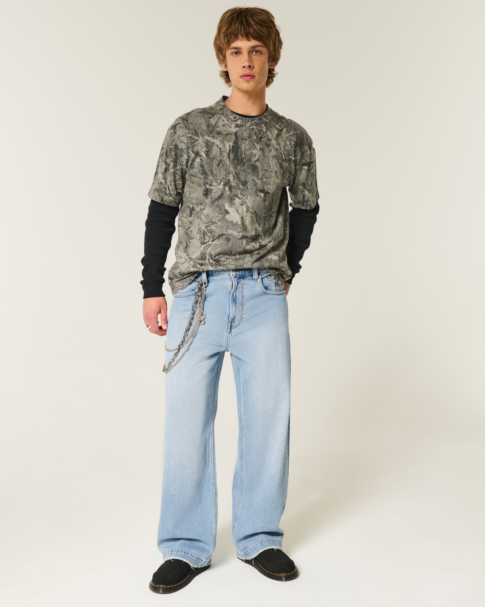 Dark Wash Logo Embroidery Super Baggy Jeans