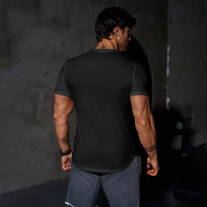 Men's Solid-Color Slim-Fit Long V-Neck T-Shirt