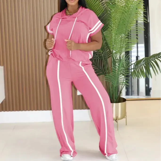 Women's Spring Summer Hooded Top & Lounge Pants Set 531GSM Oversized Loungewear