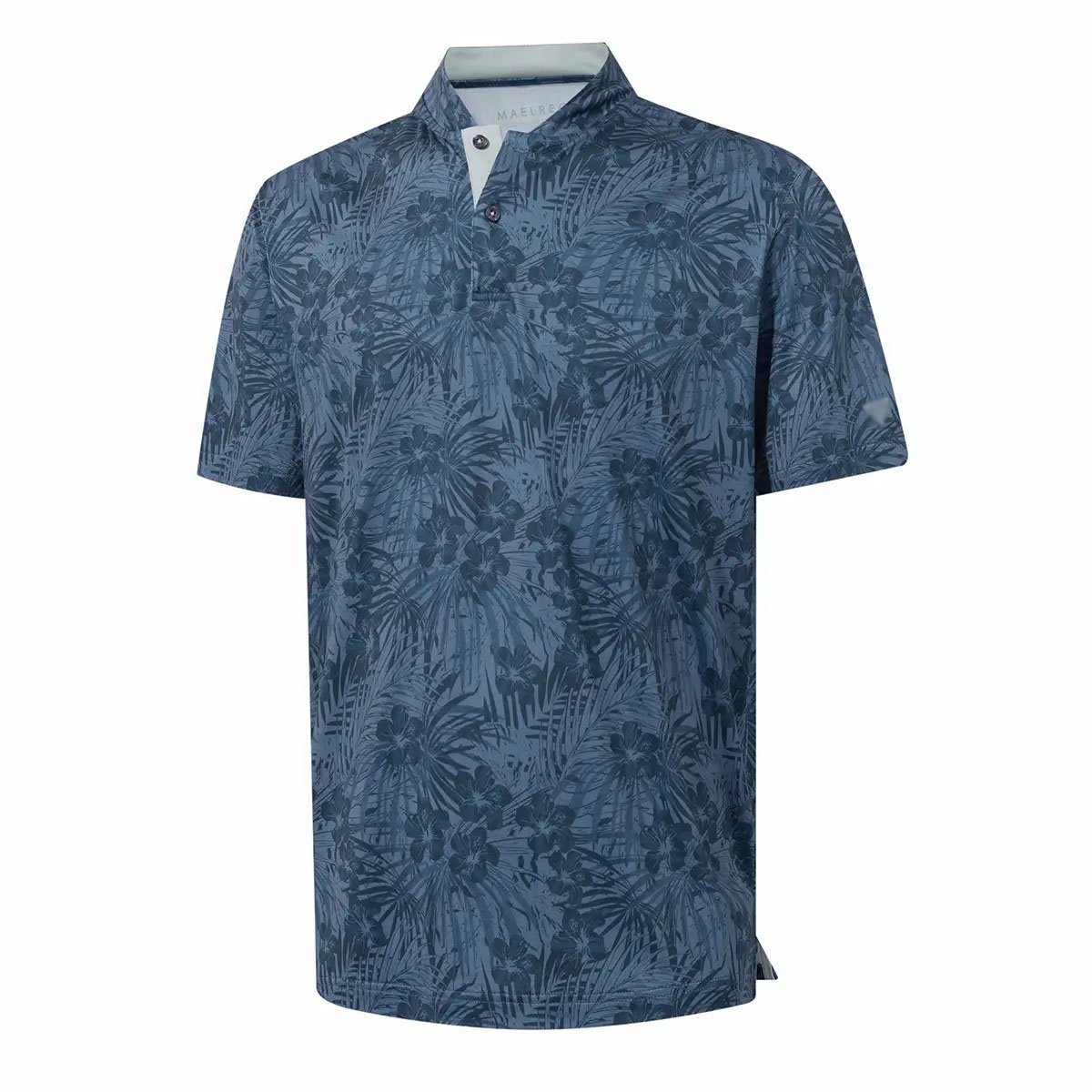 Men's Collarless Performance Golf Shirt – Dry Fit Stretch Henley with Printed Design