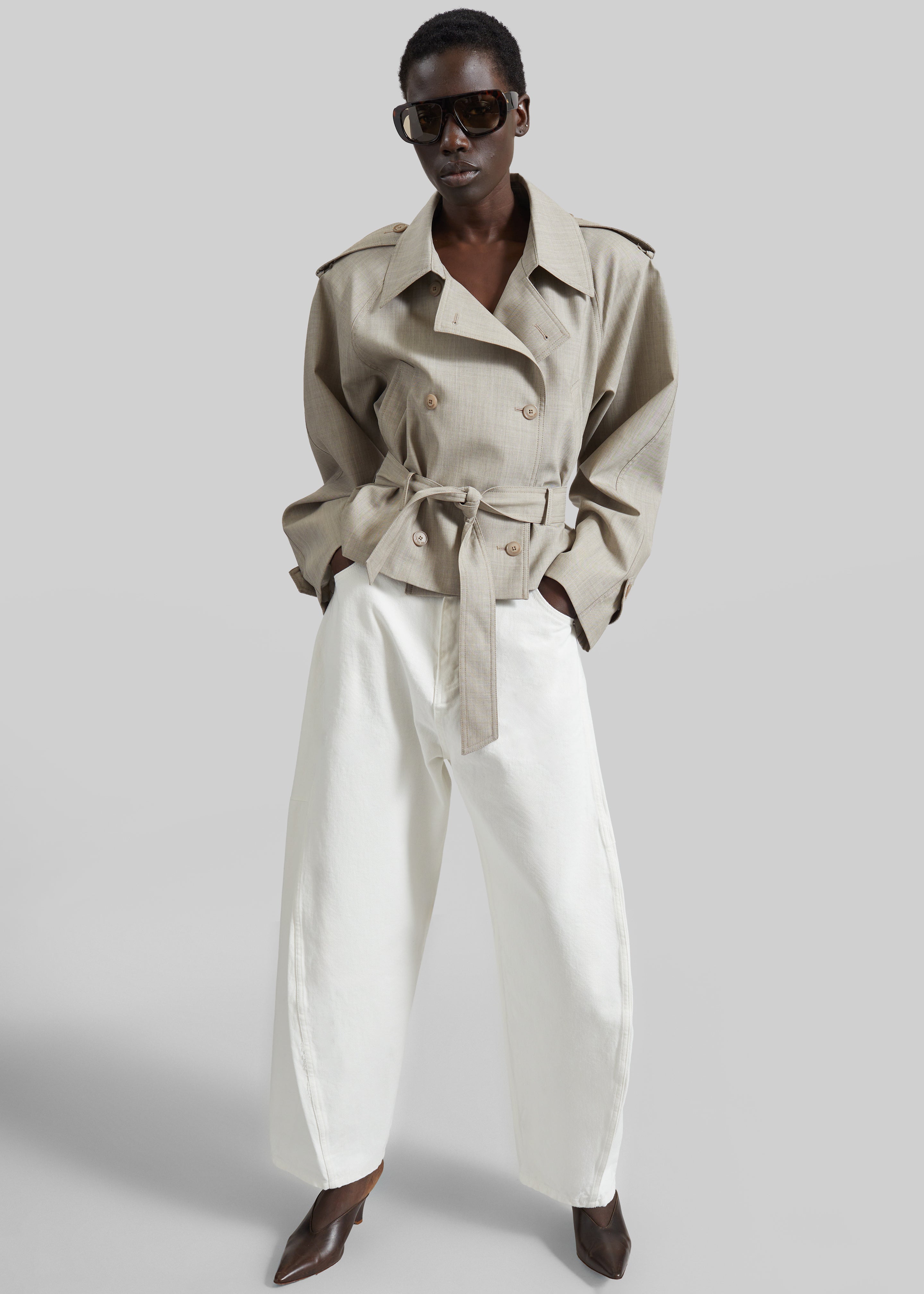Stan Cropped Trench - Beige Melange