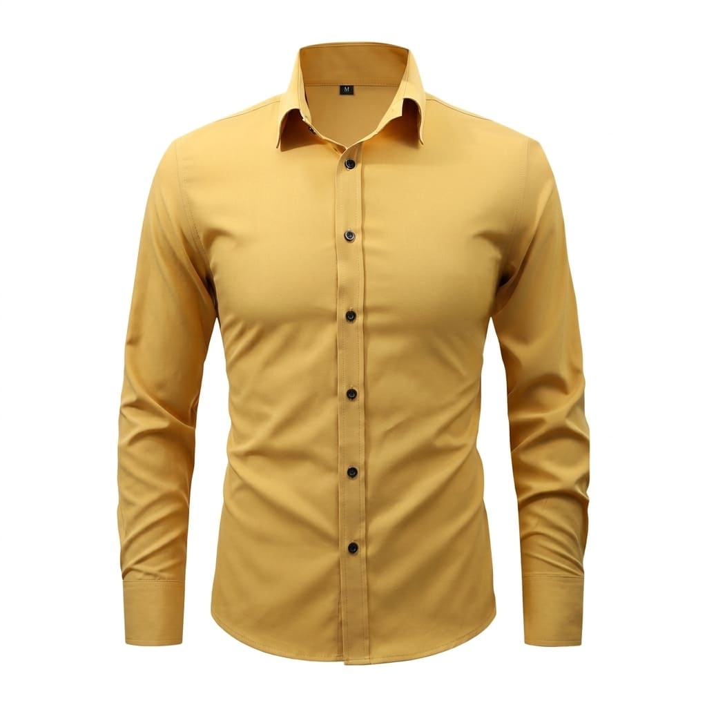 Men’s Long-Sleeve Shirts With A Notched Lapel Collar