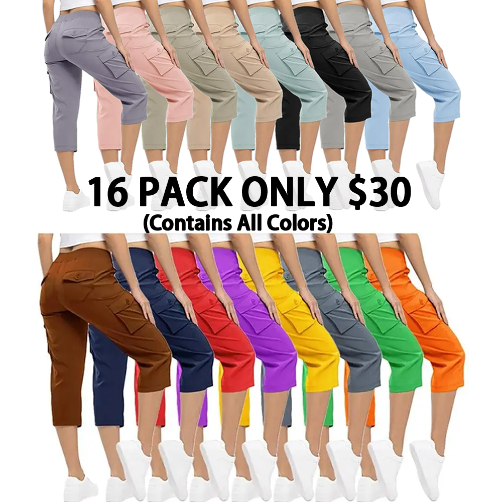WORVIANE🔥8-Pack Women's Lightweight Cargo Capris – Multi-Pocket Casual Capris (All Colors)
