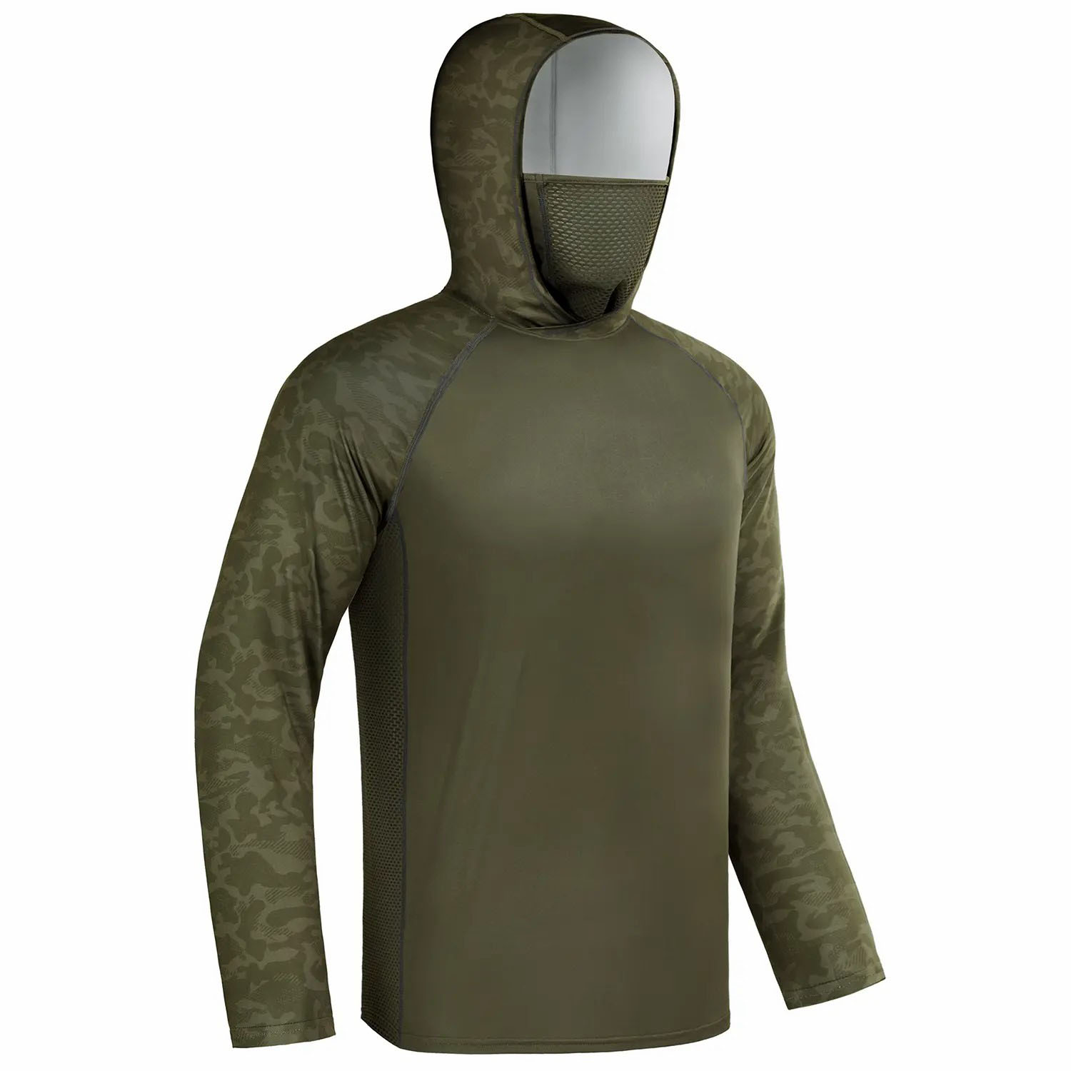 Men's UPF 50+ Sun Hoodie with Built-in Mask & Neck Gaiter – Lightweight Cooling Activewear
