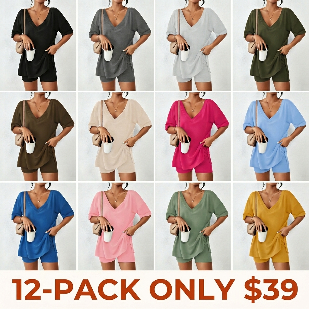 Women's V-Neck Two-Piece Pajama Set
