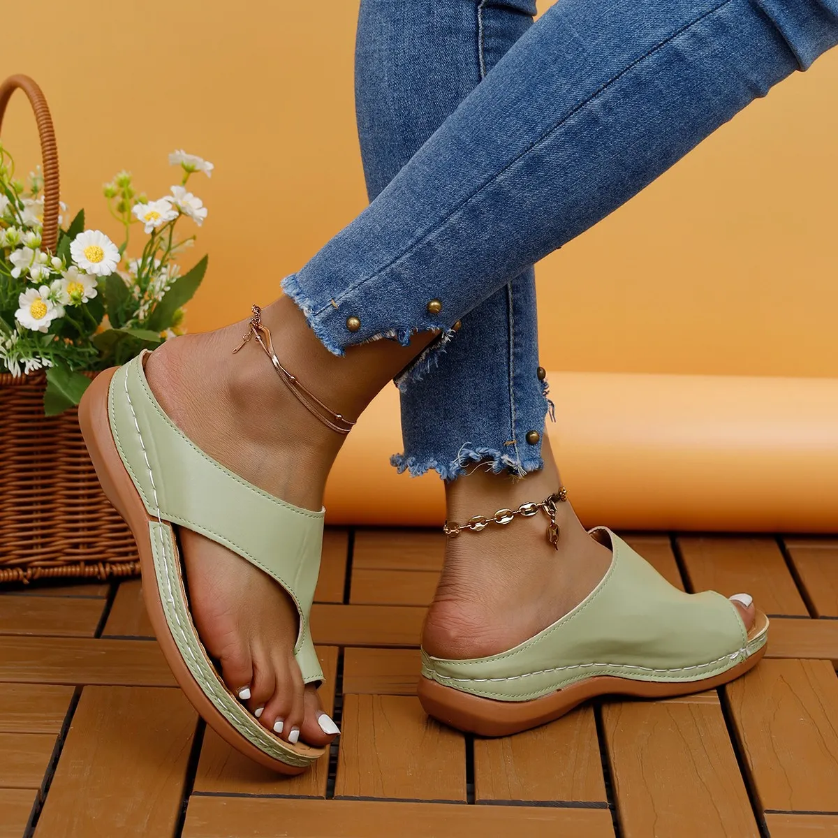 Toe Loop Flats Sandals (multiple color options)