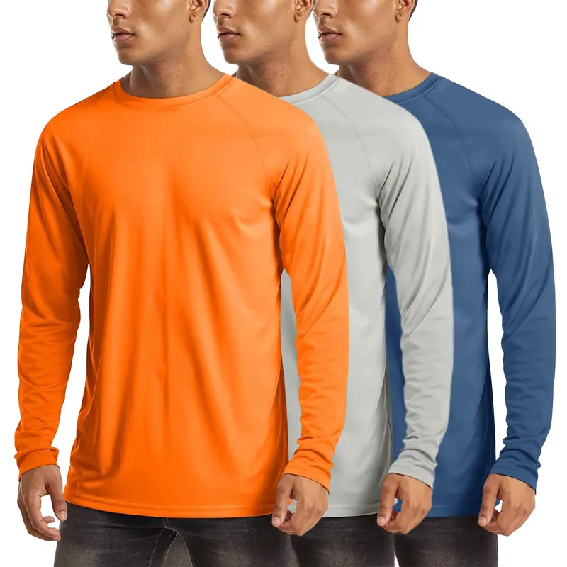 Men's Long-Sleeve Athletic Top — UPF 50+ Sun Protection, Quick-Drying, Lightweight Summer Sports Shirt