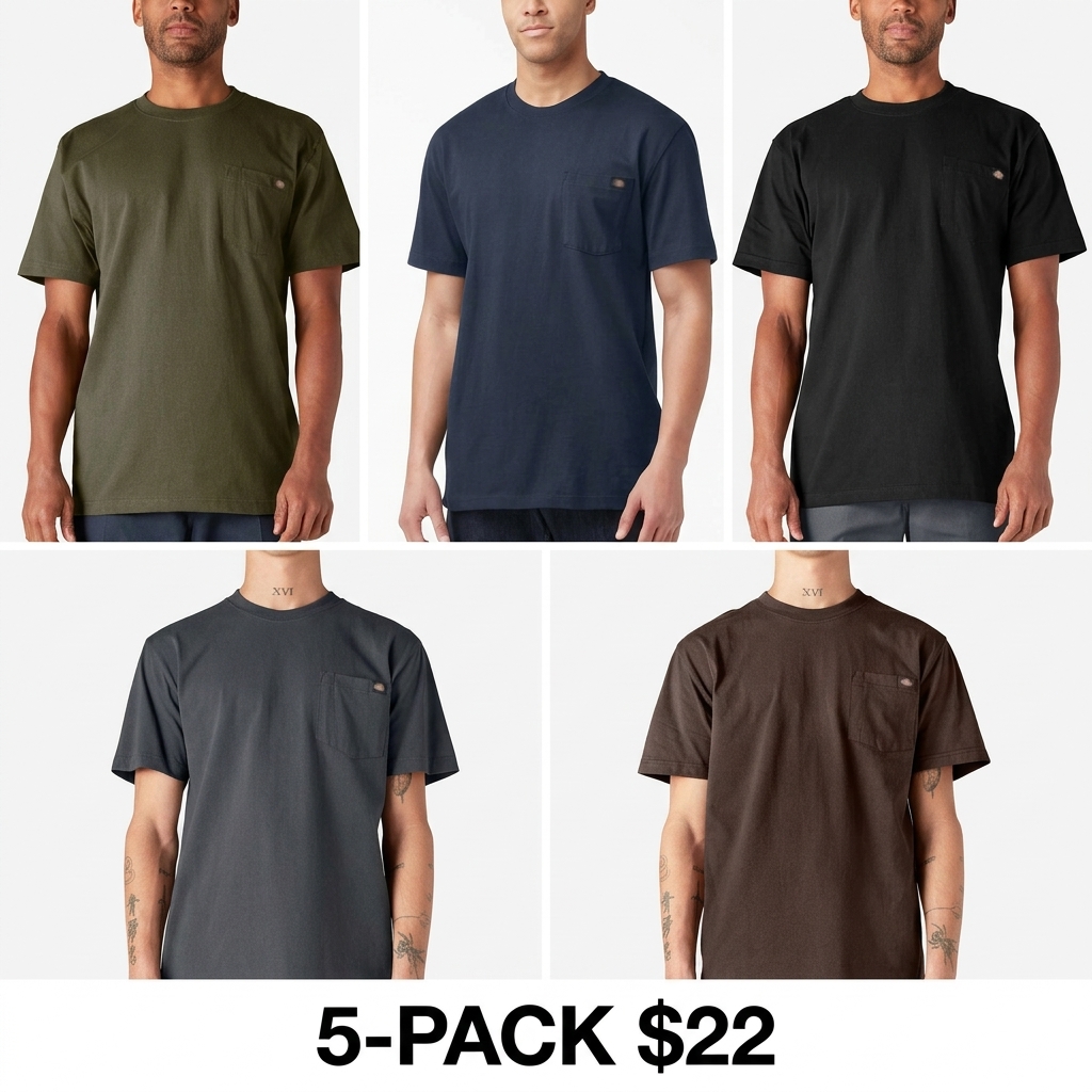 Men's Heavyweight Short Sleeve Pocket Tee – 100% Cotton Relaxed Fit Workwear Shirt
