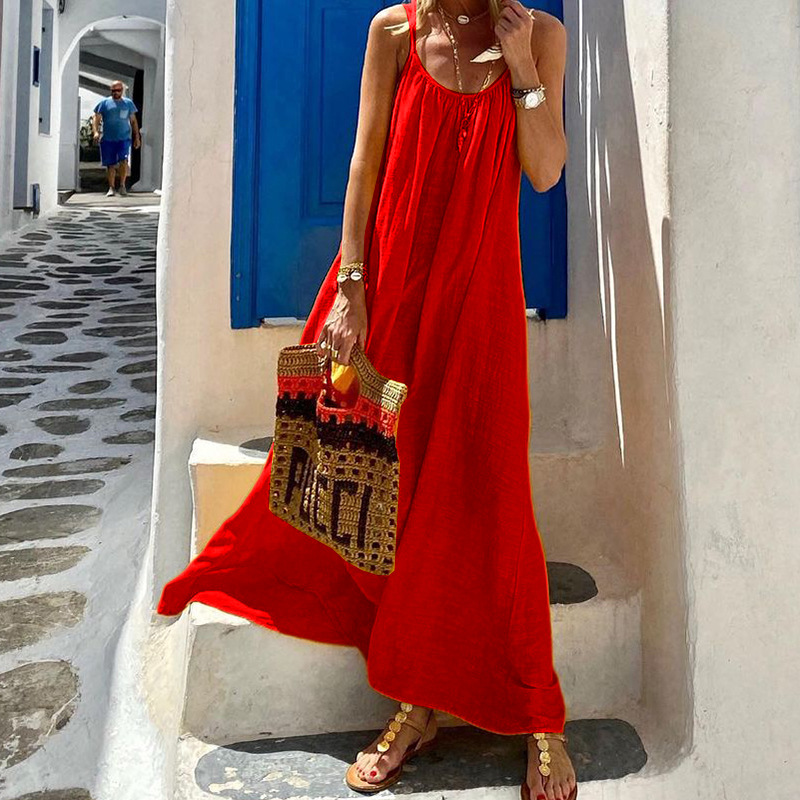Halter Beach Bohemian Cotton and Linen Dress