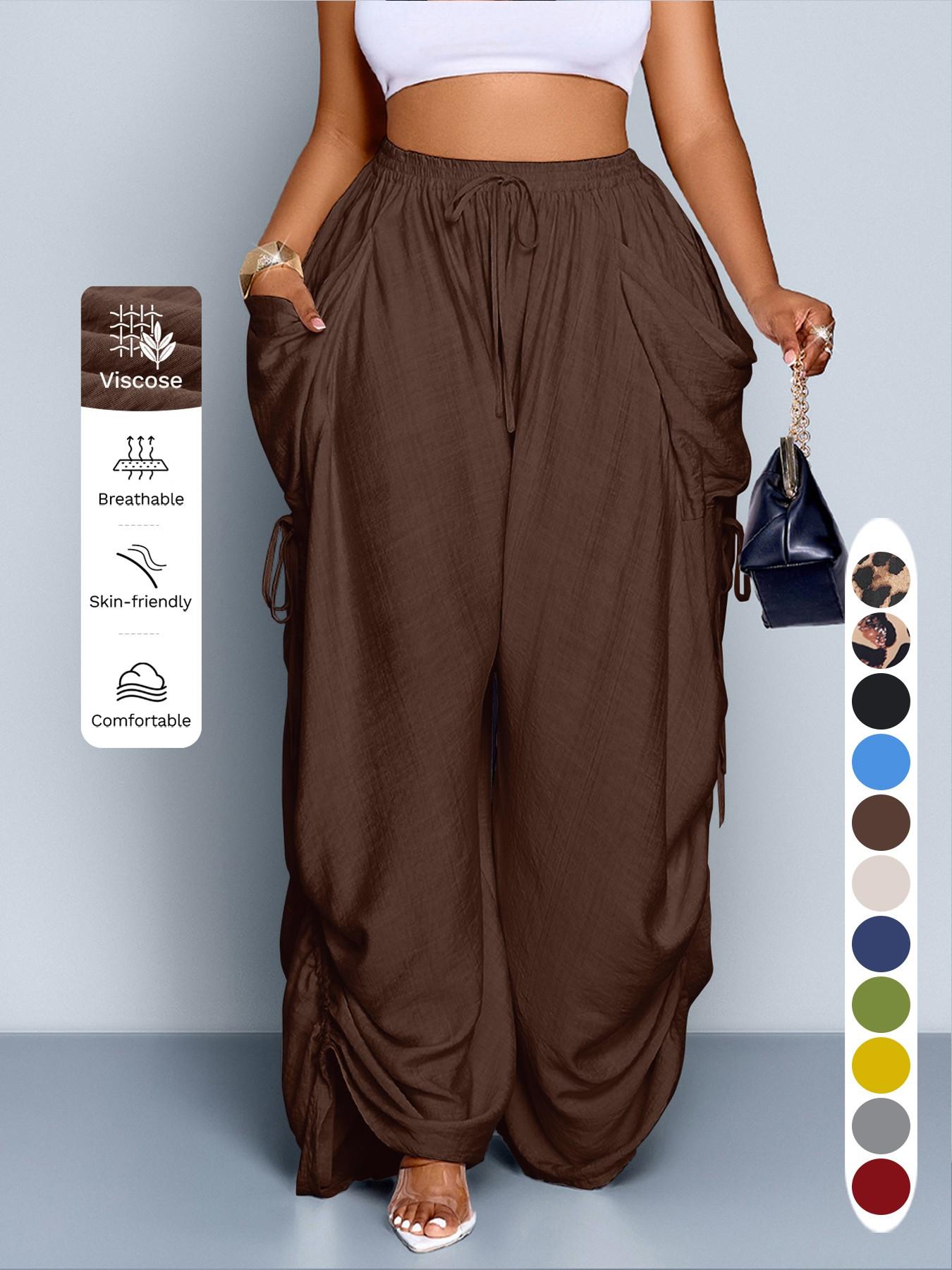 Women's Casual Loose High-Waisted Wide-Leg Trousers