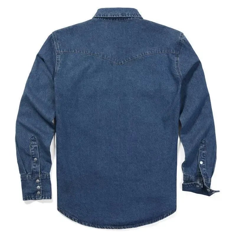 🔥🔥16-PACK-$38.8🔥Men's Long Sleeve Stone-Washed and Pre-Washed Denim Work Shirt