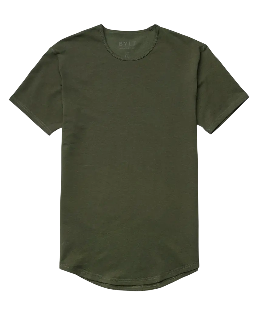 Men Fitted Crewneck Tee with 4-Way Stretch & Wrinkle-Resistant Fabric