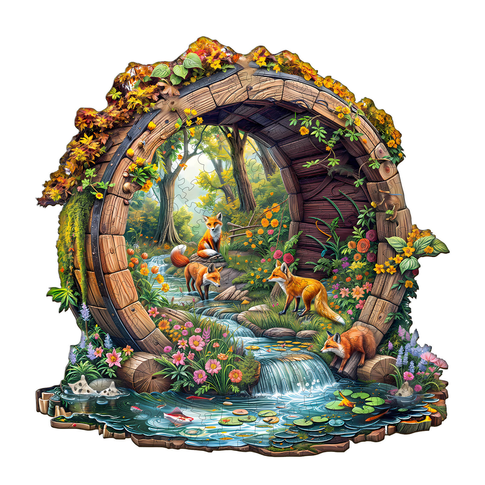 Happy foxes-2 Wooden Jigsaw Puzzle