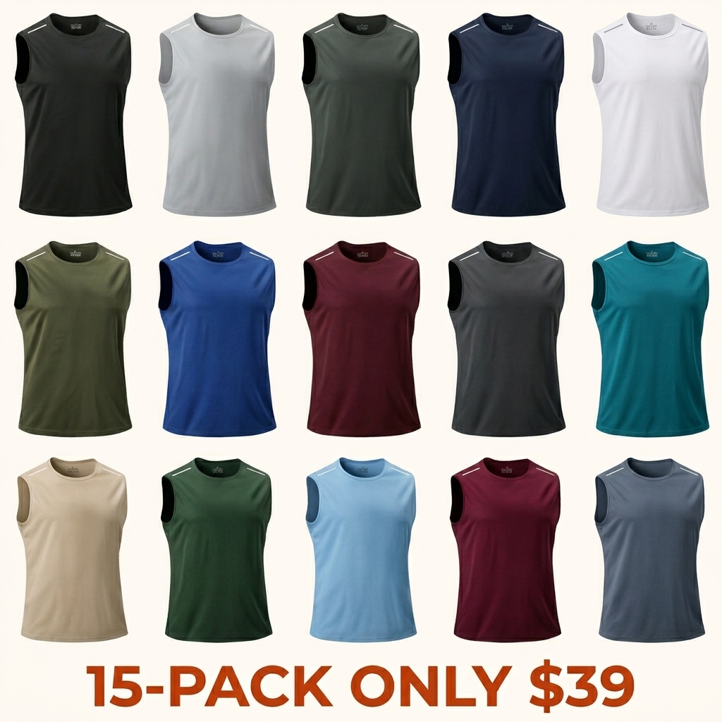 Quick-dry sleeveless sports tank top (with reflective shoulder strips)