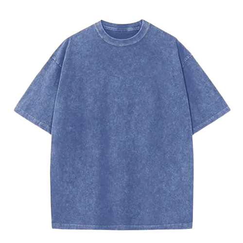 Retro Heavyweight Pure Cotton T-Shirt — Acid-Washed, Distressed, Loose-Fit Casual Top