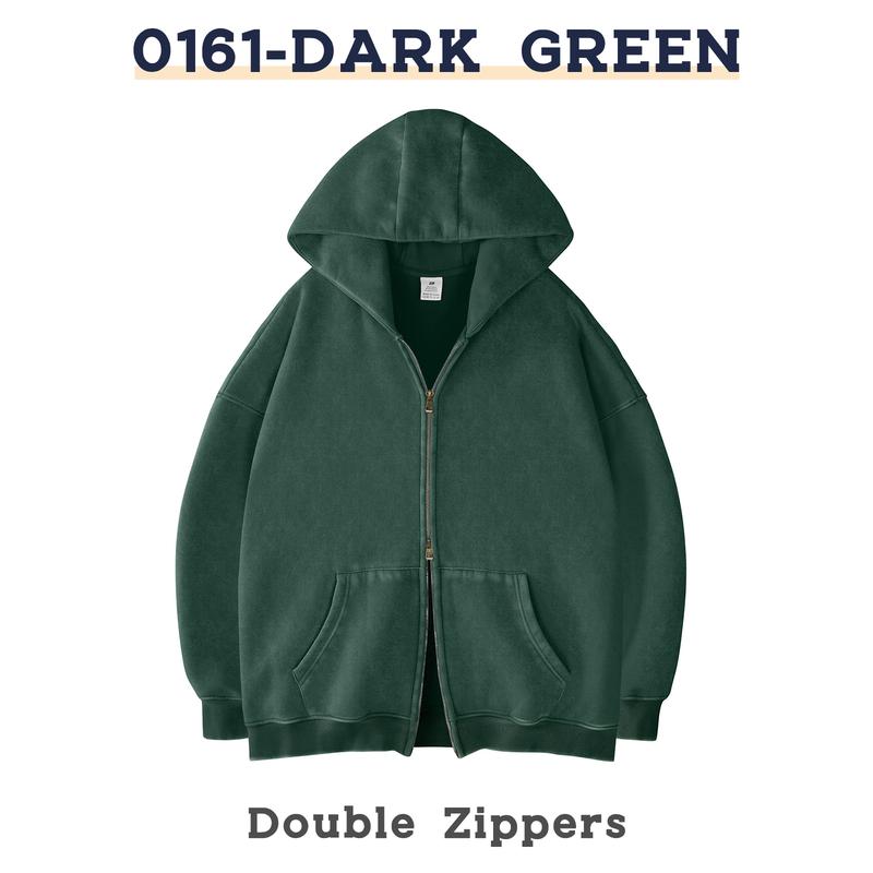 Unisex Oversized Acid Wash Zip Up Hoodie