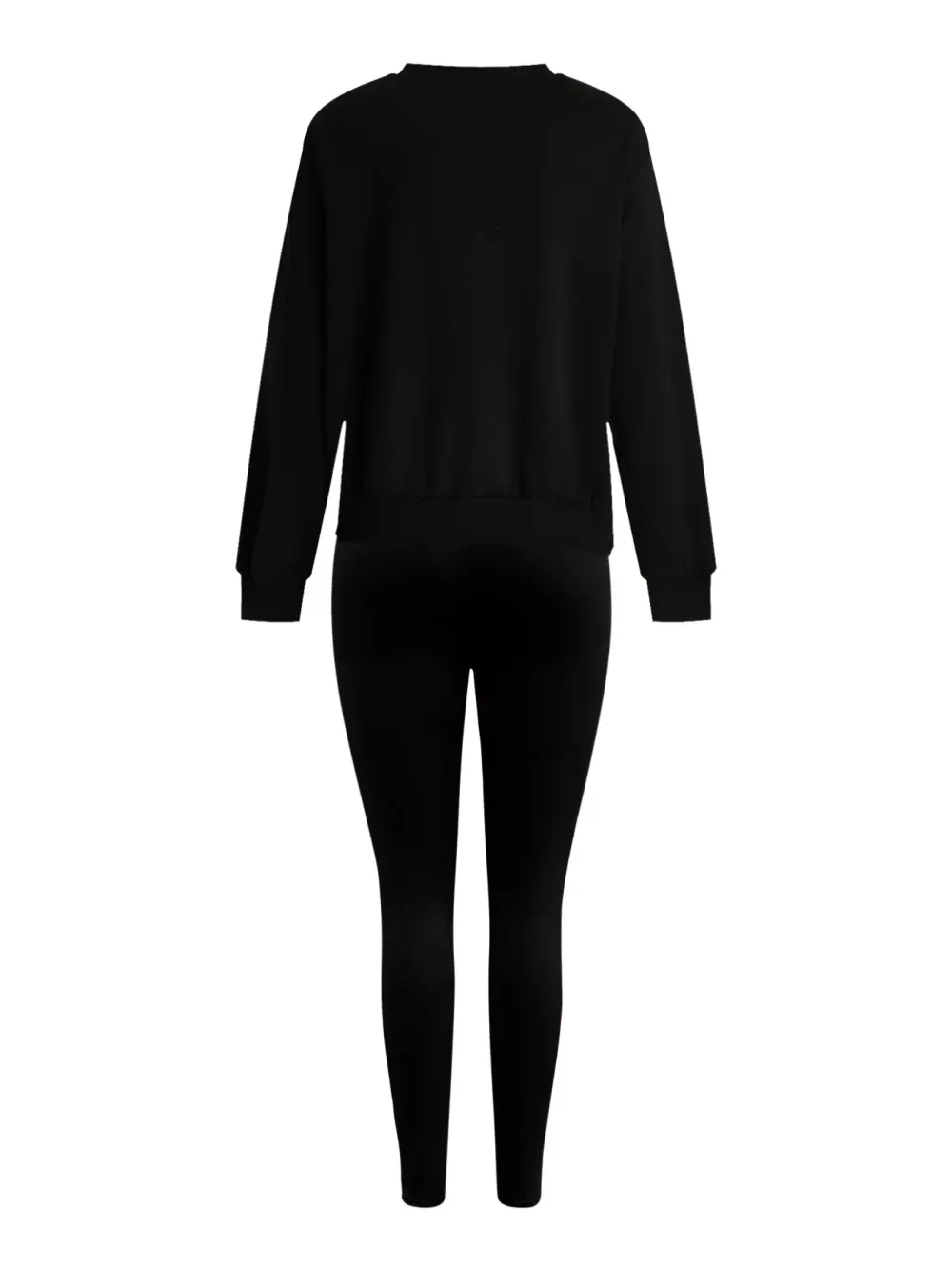 Women's 2-Piece Sweatshirt Set, Ny Letter Print, Round Neck Long Sleeve, Long Pants, Casual Fall Winter, Fitted Style