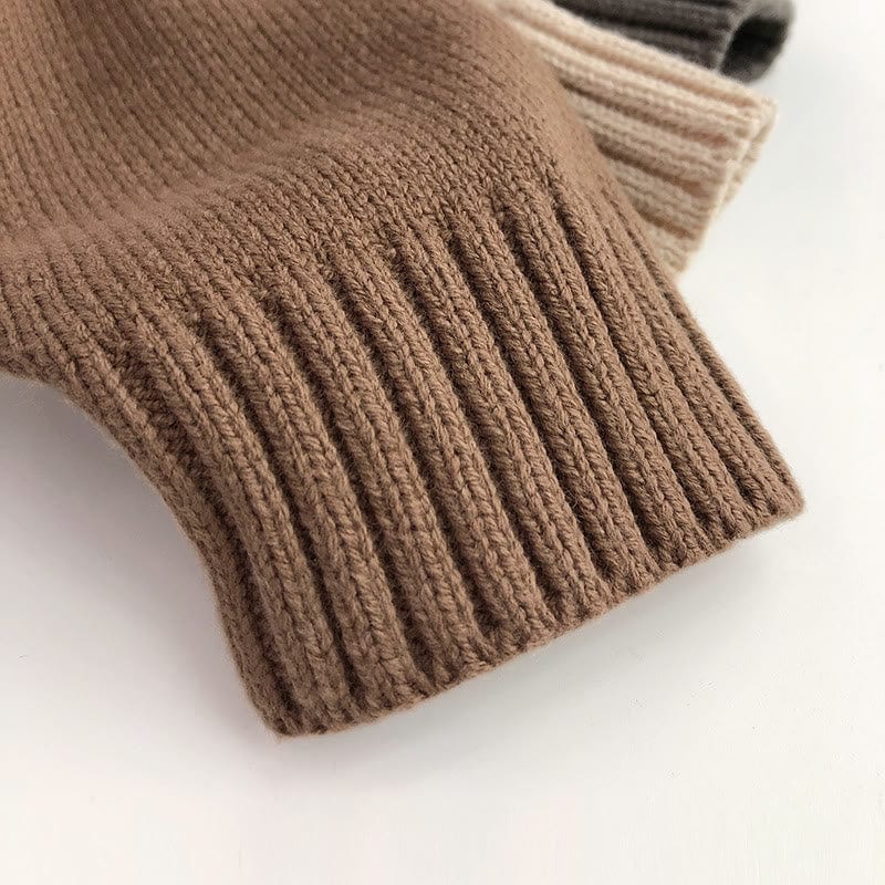 Toddler Solid Color Hooded Knitted Pocket Sweater