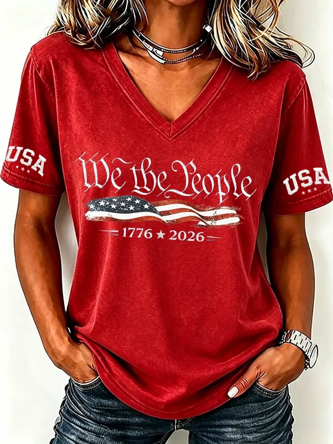 Women's USA 250th Anniversary Print Casual T-shirt
