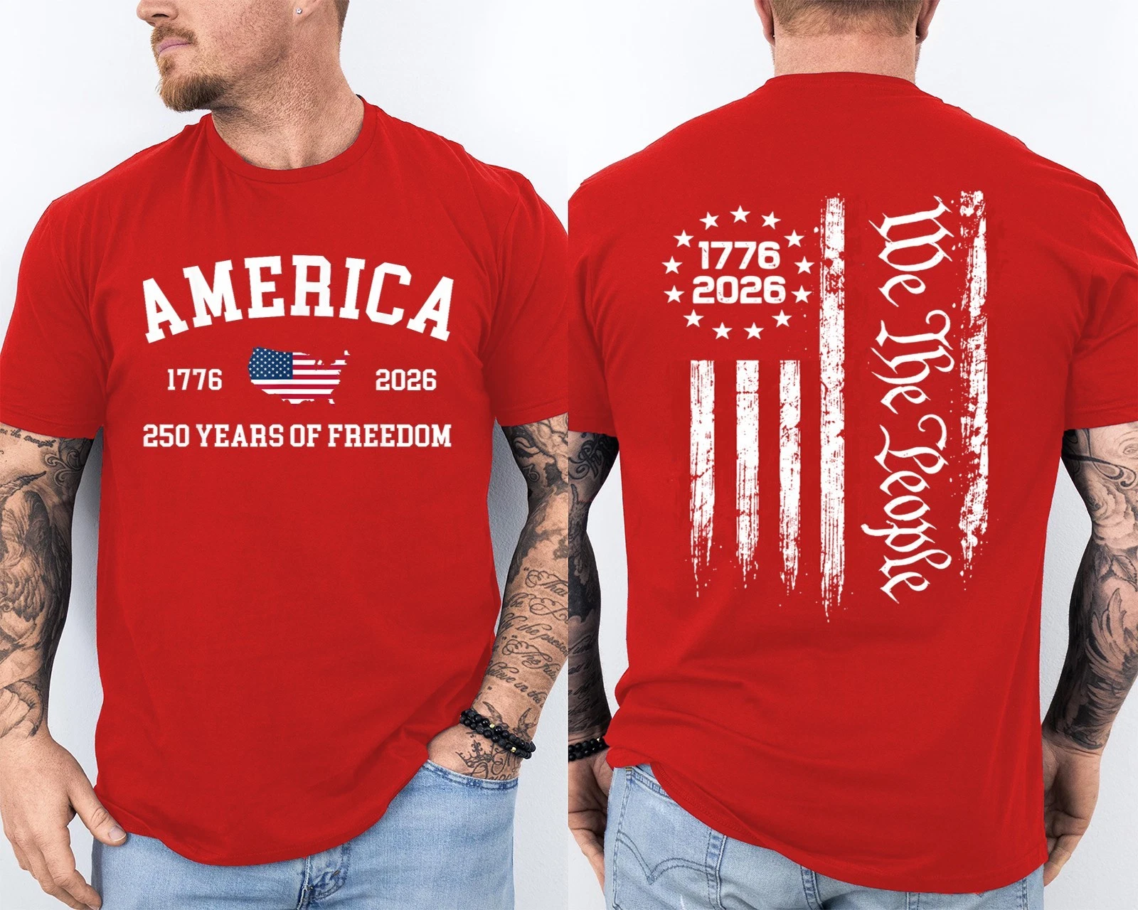 Men'S Casual American 1776-2026 Anniversary Printed Short Sleeved T-Shirt