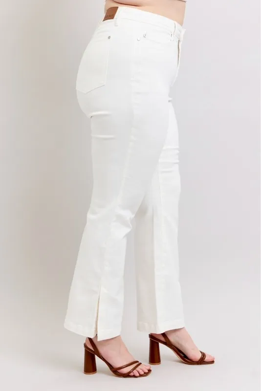 Blue Full Size High Waist Side Slit Slim Bootcut Jeans Plus Size