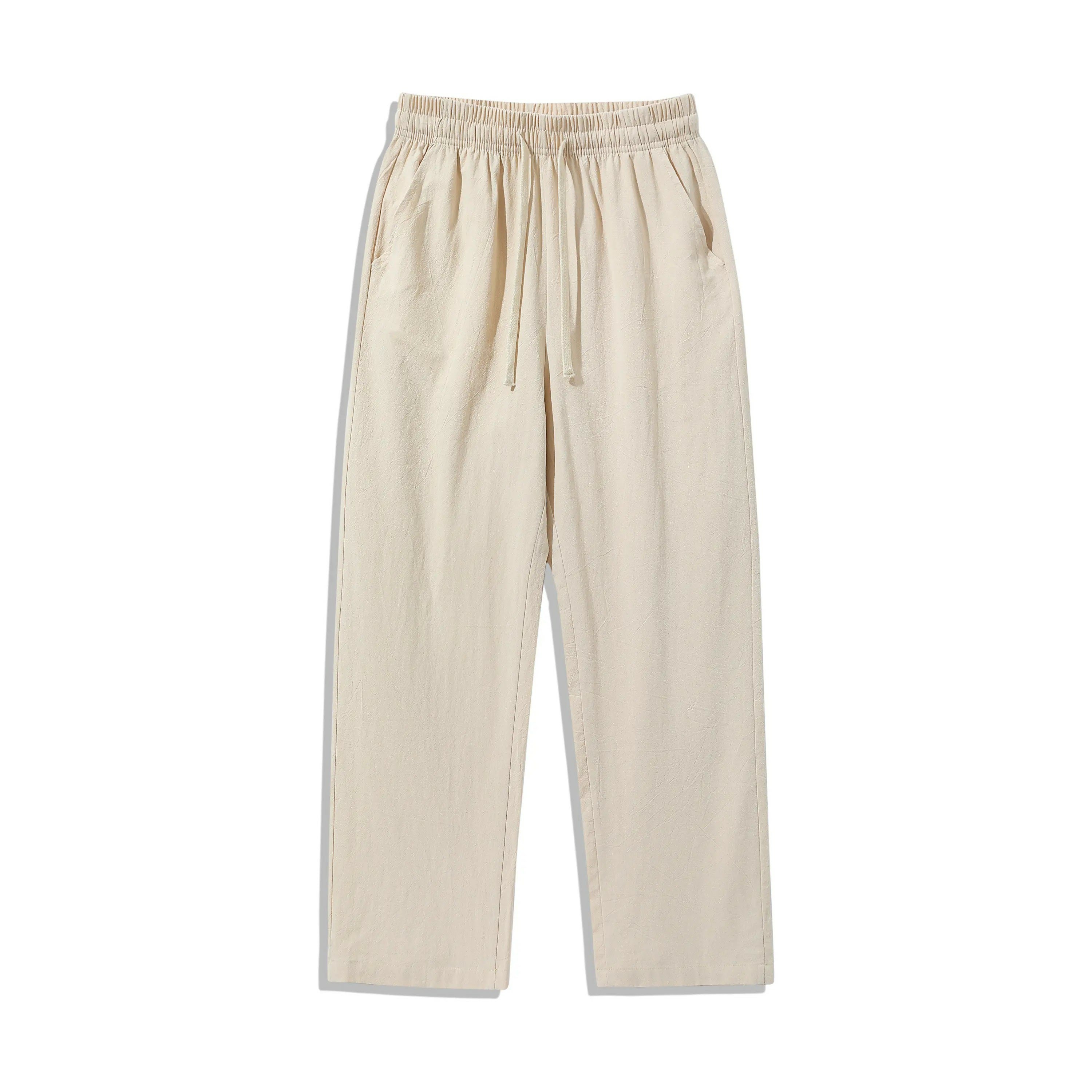 Unisex Cotton Linen Wide-Leg Summer Pants