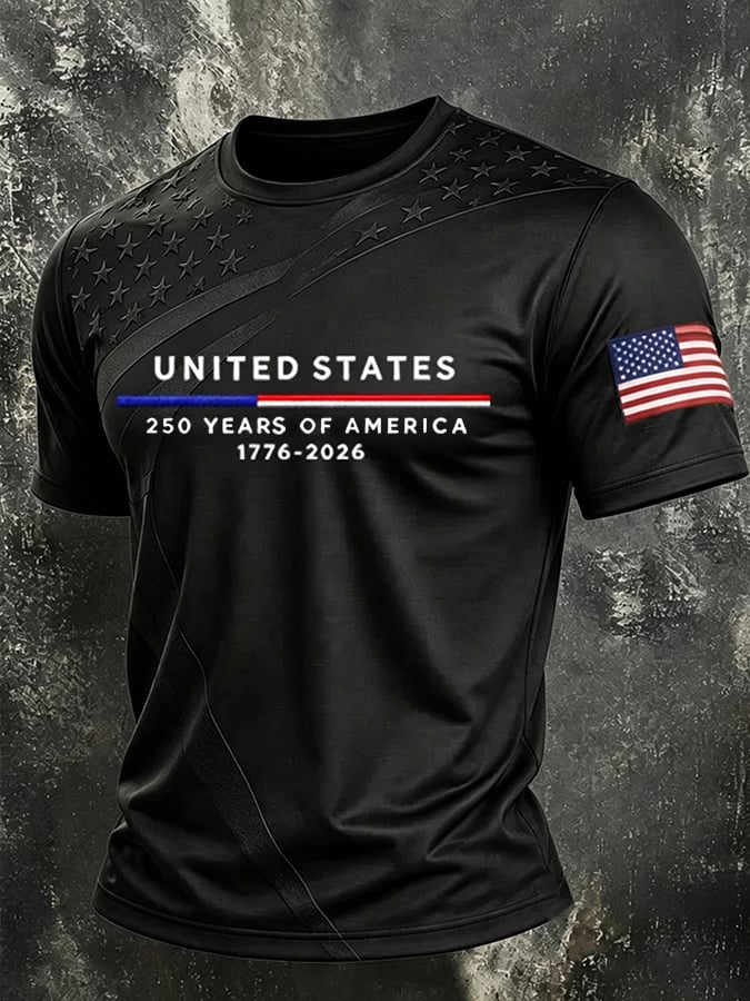 Men's 250 Years Of America Print Casual T-shirt