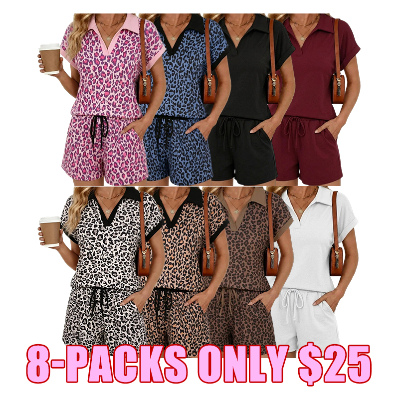 Women's Everyday Lounge V-Neck Shorts 2 Piece Set