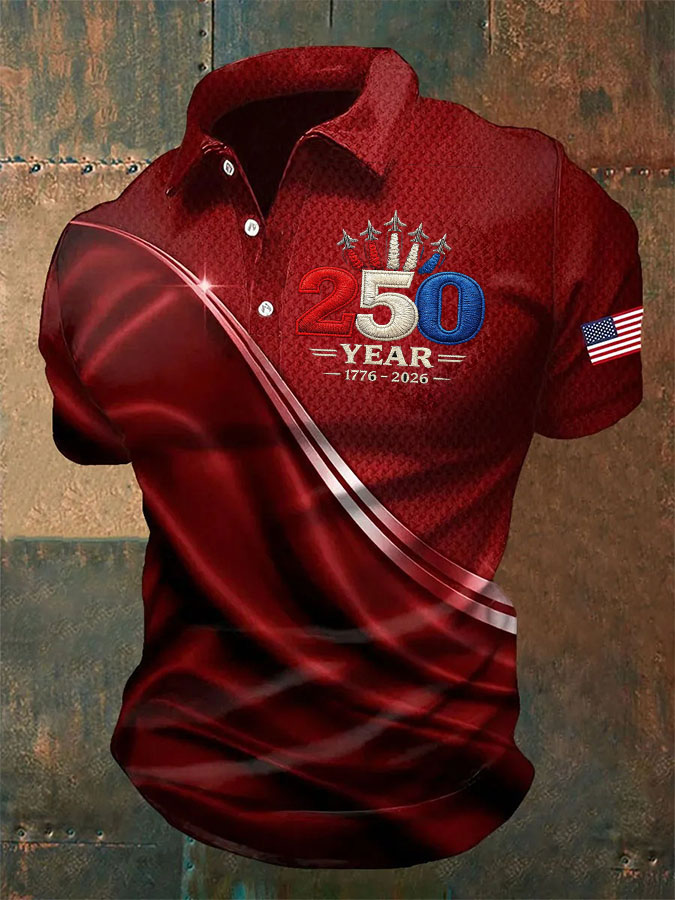 Men'S Independence Day 250Th Anniversary Printed Polo Shirt Short Sleeve