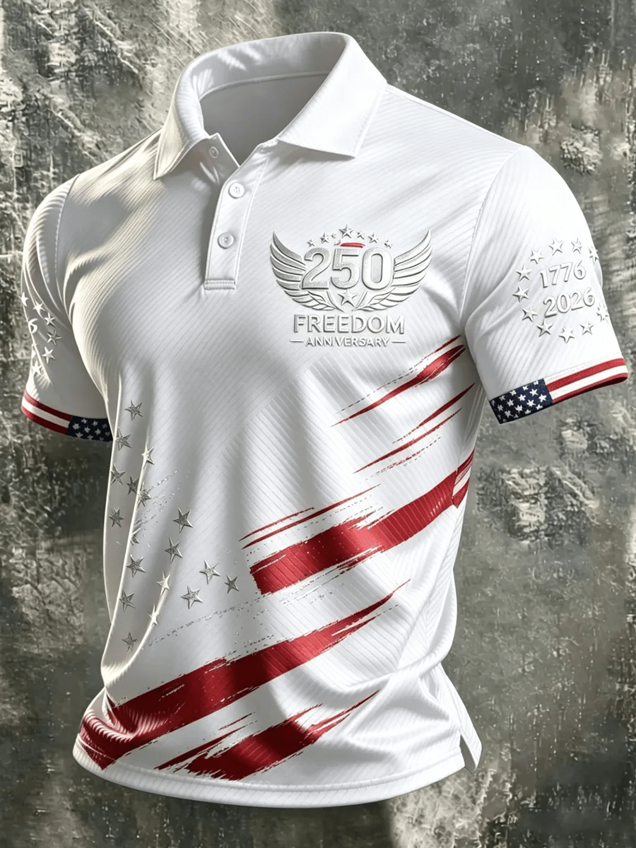 Men's 250th Anniversary Independence Day Art Print Casual Polo