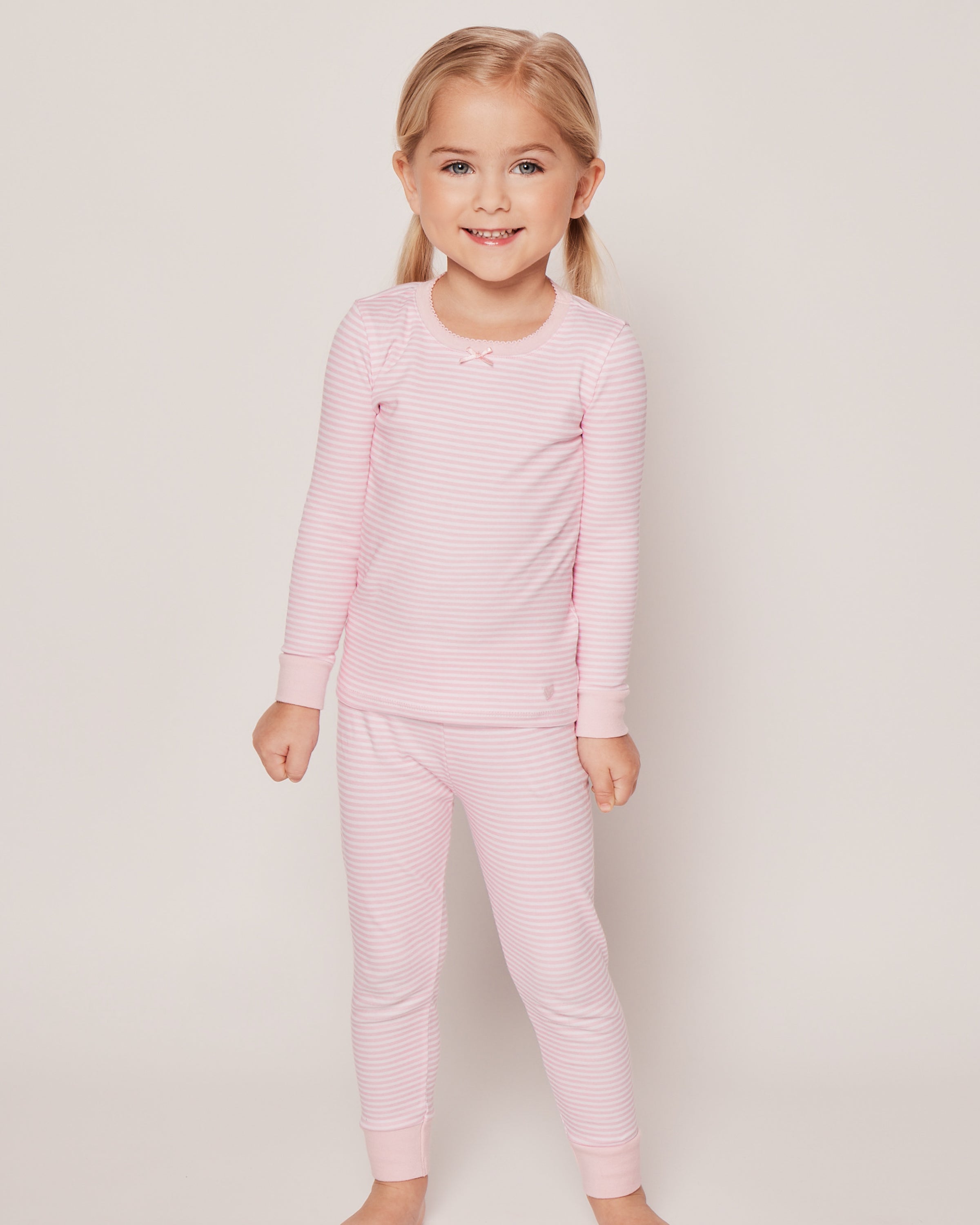 Kid's Pima Snug Fit Pajama Set in Pink Stripe
