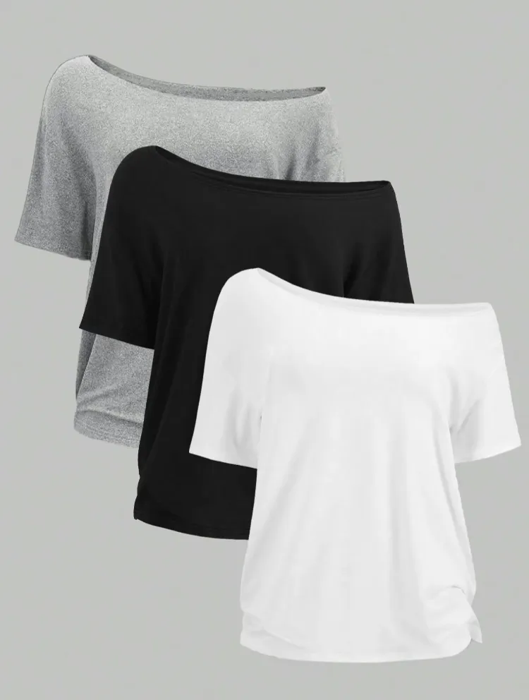 Women's Solid Color Casual Tee - Short Sleeve T-shirt for All Seasons
