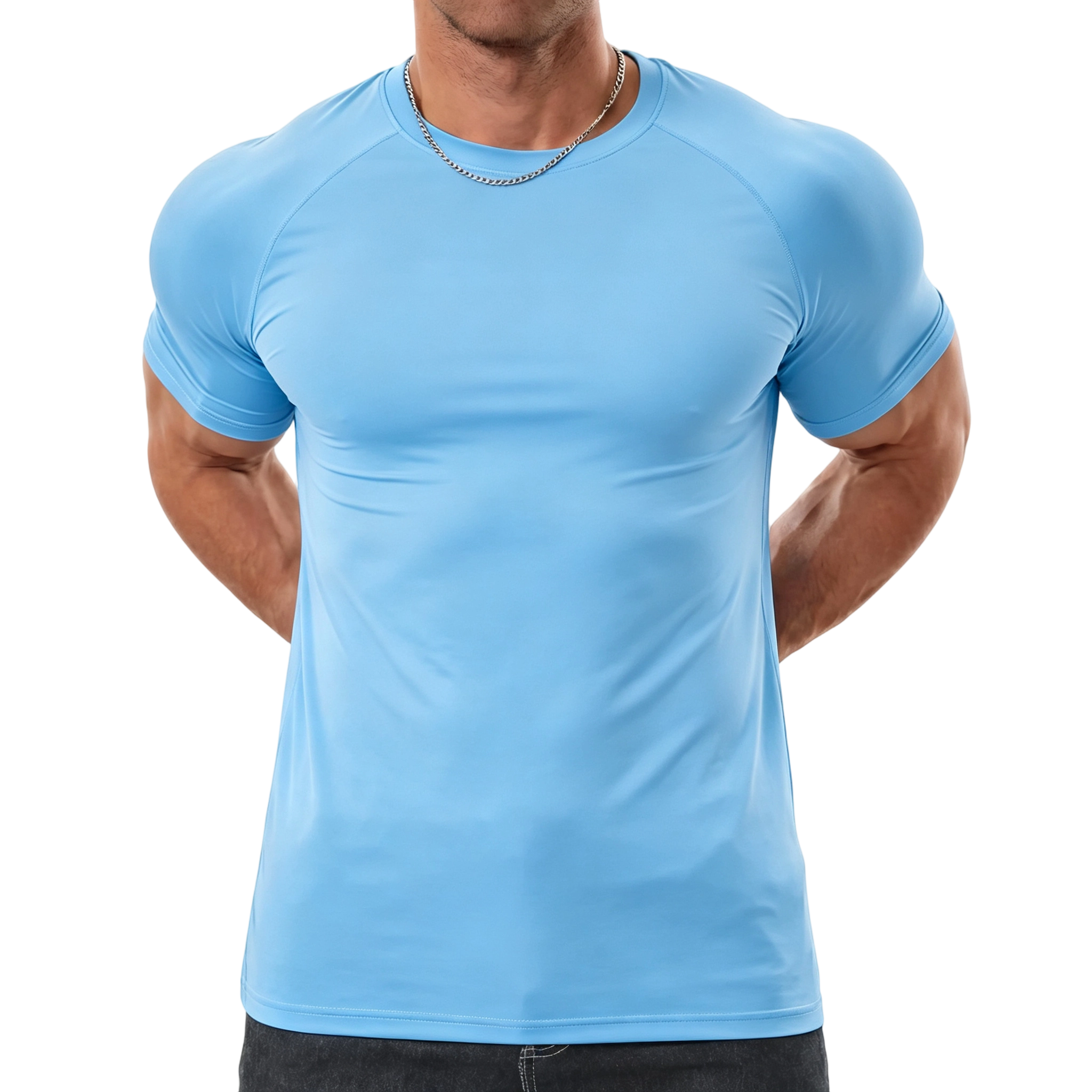 Men's Raglan Sleeve Tee, Athletic Tapered Fit, Arm-Enhancing Sleeves, Menswear Wrinkle-Resistant Stretch Fabric Gym Workout T-Shirt Fitness Running Tops