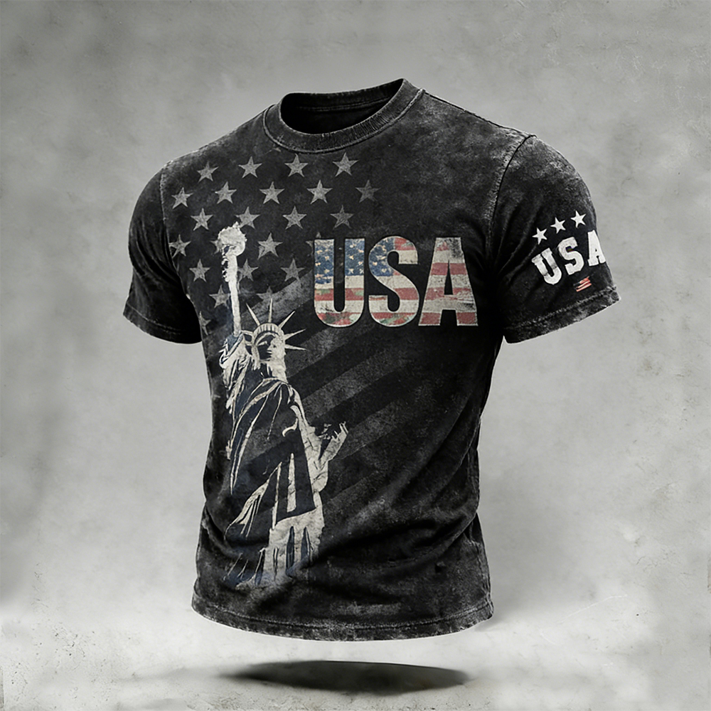 Men's casual American 250th anniversary printed T-shirt