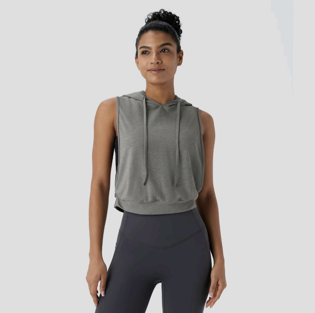 Halara Hooded Drawstring Sleeveless CroppedRunning Tank Top, Summer 2025 Outfits