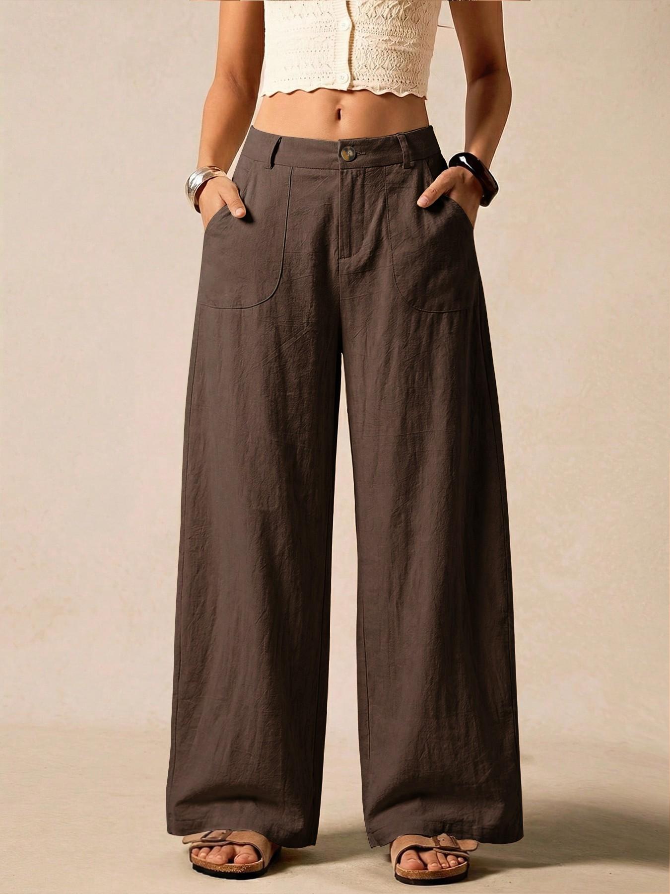 Women's Summer Linen Breathable Lightweight Wide-Leg Pants
