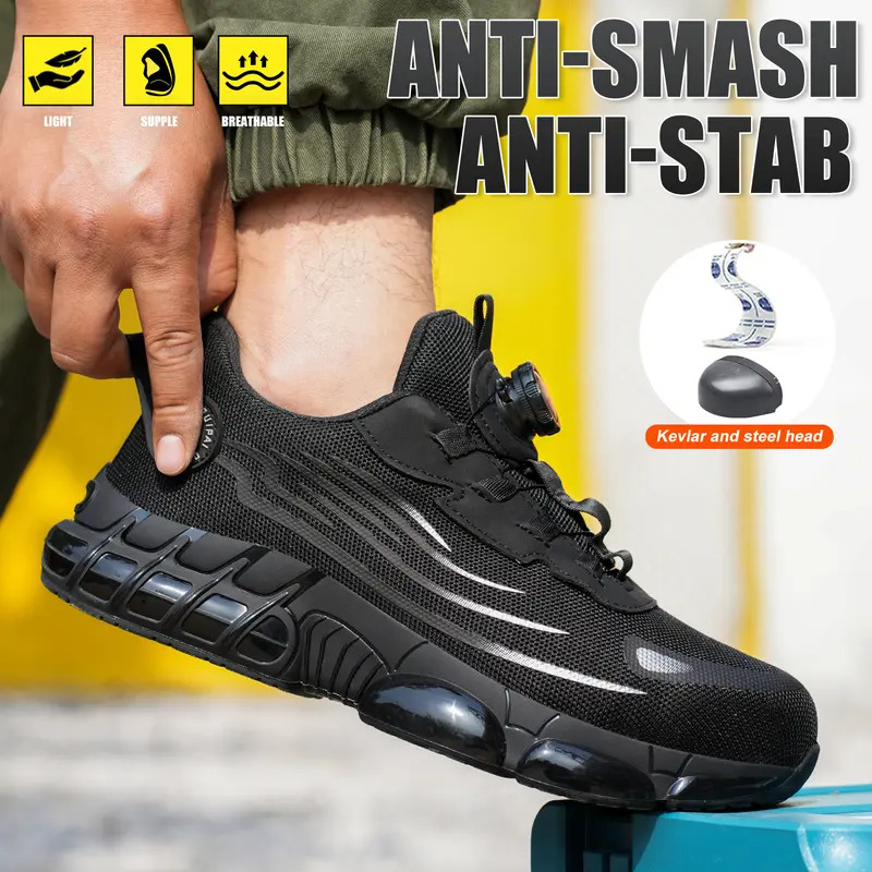 Qingruipai Men's Steel Toe Work Shoes