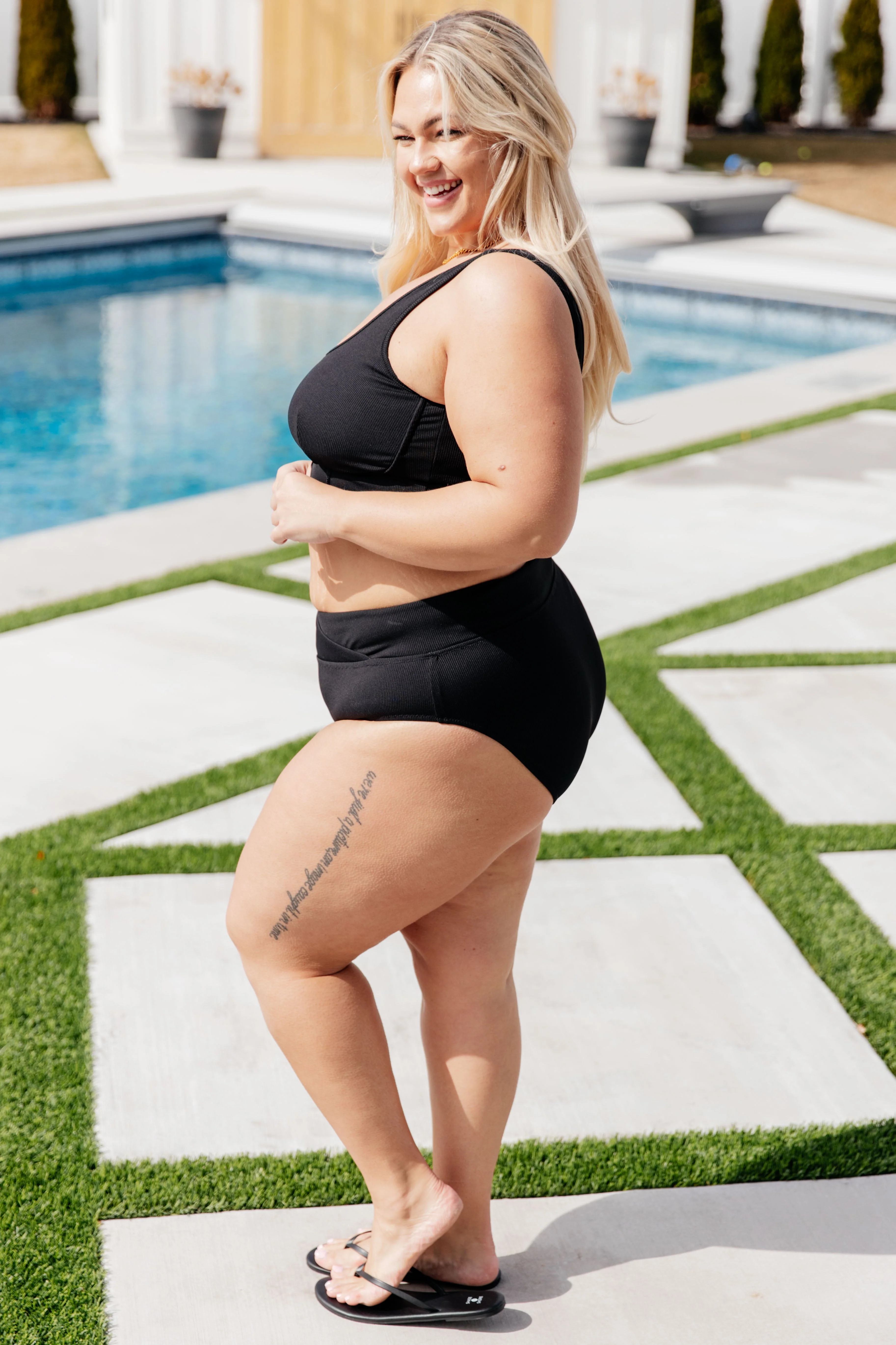Down the Block, On A Beach Two Piece Swimsuit in Black
