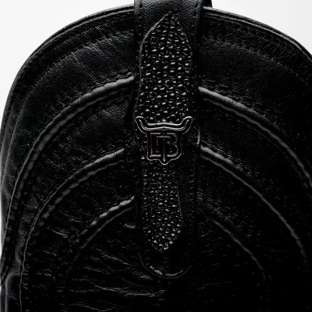 Black Stingray Leather Boots - Square Toe